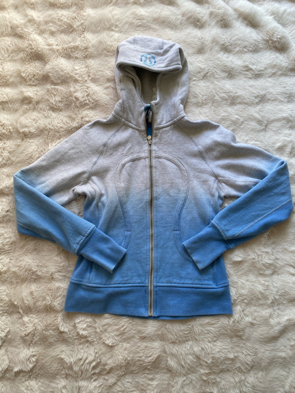 lululemon athletica Ombre scuba Rare Light Blue to White Full-Zip Hoodie